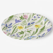 lentesbloemen en kruiden papieren bordje (Gekanteld)