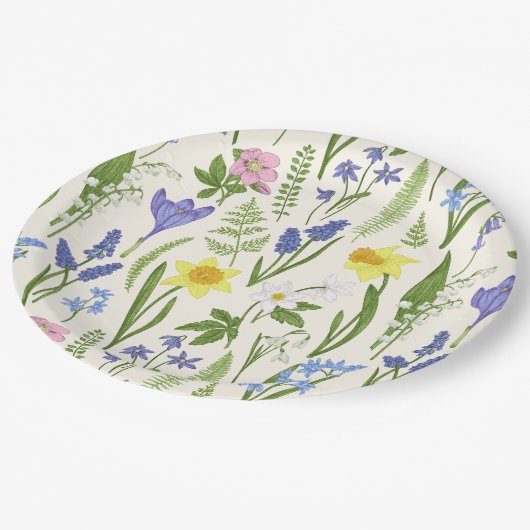  lentesbloemen en kruiden papieren bordje (Gekanteld)