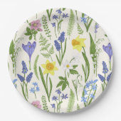 lentesbloemen en kruiden papieren bordje (Voorkant)
