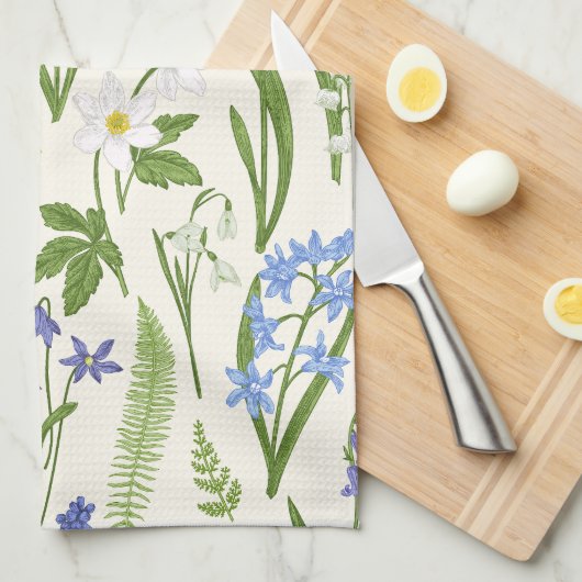 lentesbloemen en kruiden theedoek (Quarter Fold)