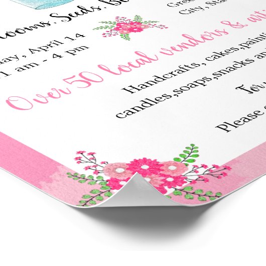 lentesbloemmarkt/bazaarroze florasje schattig poster (Hoek)