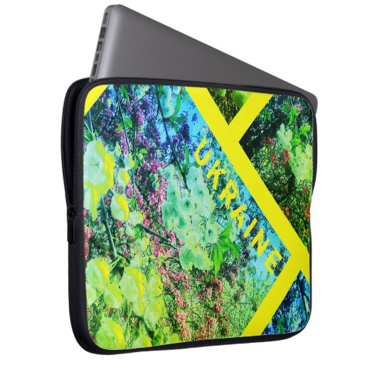 Lentesbloesem en Oekraïense kleuren Laptop Sleeve (Voorkant Rechts)