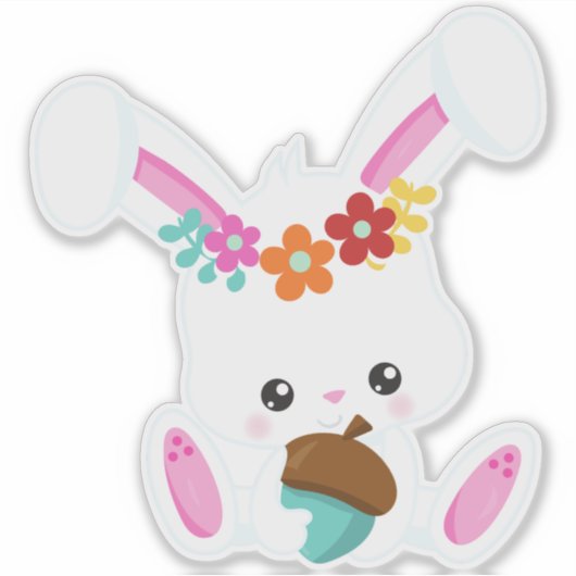 lentesdieren, kottenbundel, kleine Bunny, bloemen Sticker (Voorkant)