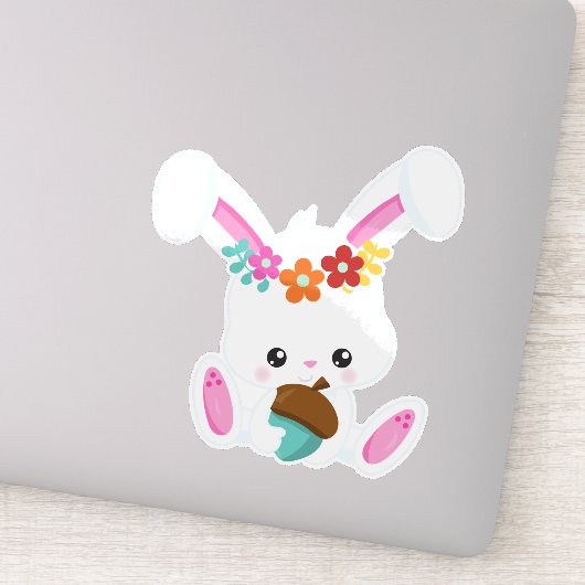 lentesdieren, kottenbundel, kleine Bunny, bloemen Sticker (Detail)