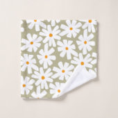Lenteseizoenen florale retro patroonsage groen bad handdoek (Wasdoekje)