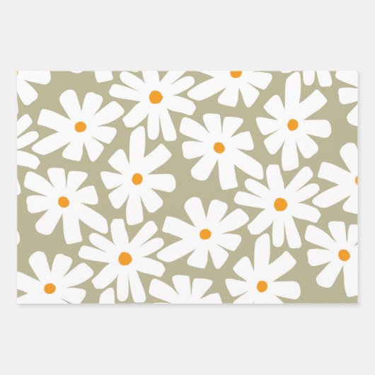 Lenteseizoenen florale retro patroonsage groen inpakpapier vel (Voorkant 3)