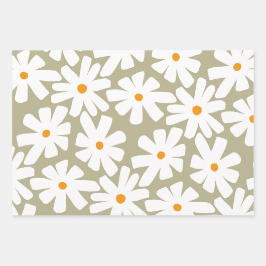 Lenteseizoenen florale retro patroonsage groen inpakpapier vel (Voorkant)