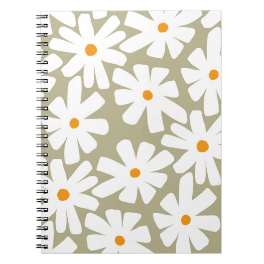 Lenteseizoenen florale retro patroonsage groen notitieboek (Voorkant)