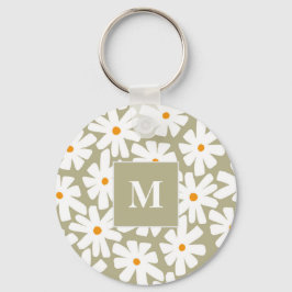 Lenteseizoenen florale retro patroonsage groen sleutelhanger