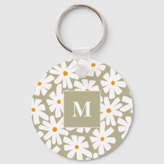 Lenteseizoenen florale retro patroonsage groen sleutelhanger (Voorkant)