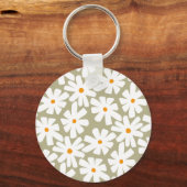 Lenteseizoenen florale retro patroonsage groen sleutelhanger (Achterkant)