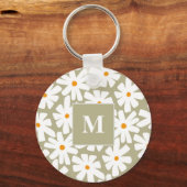 Lenteseizoenen florale retro patroonsage groen sleutelhanger (Voorkant)