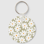 Lenteseizoenen florale retro patroonsage groen sleutelhanger (Achterkant)