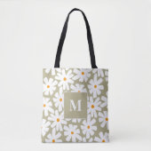 Lenteseizoenen florale retro patroonsage groen tote bag (Voorkant)