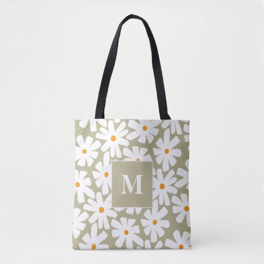 Lenteseizoenen florale retro patroonsage groen tote bag (Voorkant)