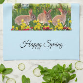 Lenteseizoenen konijnen / Paasvakantieverval Theedoek (Gevouwen)