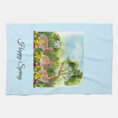 Lenteseizoenen konijnen / Paasvakantieverval Theedoek (Horizontaal)