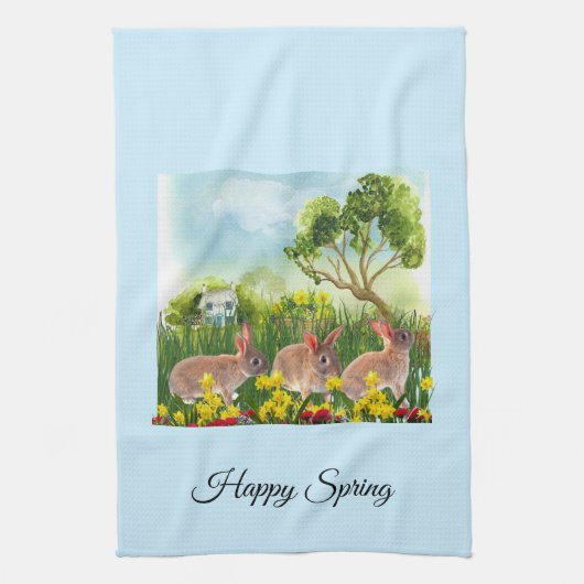 Lenteseizoenen konijnen / Paasvakantieverval Theedoek (Verticaal)