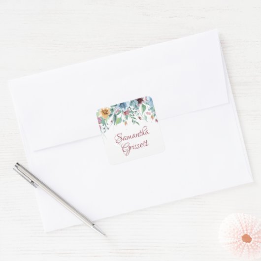 lentesFlorals Vierkante Sticker (Envelop)