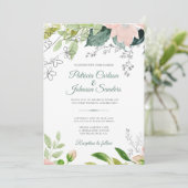 lentesgrienery floral waterverf rustige bruiloft kaart (Staand voorkant)