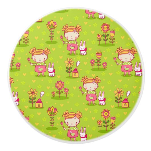 lentesje met klein meisje keramische knop (Voorkant)