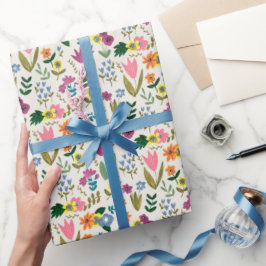 Lenteslipbloemen grijs bloempatroon cadeaupapier