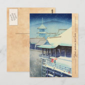 Lentesneeuw op Kiyomizu Temple Hasui Kawase hanga Briefkaart (Voorkant / Achterkant)