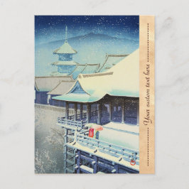 Lentesneeuw op Kiyomizu Temple Hasui Kawase hanga Briefkaart