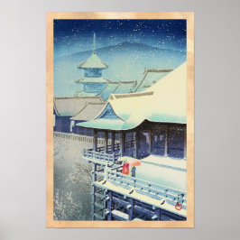 Lentesneeuw op Kiyomizu Temple Hasui Kawase hanga Poster