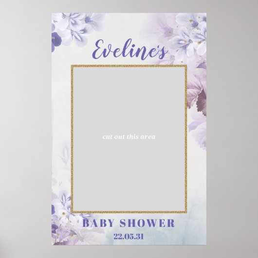 Lentespaarbloemen boho baby shower fotoprop poster (Voorkant)