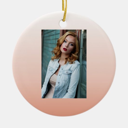 lentespastel kleur zwarte peach ombre stoffige roz keramisch ornament (Voorkant)