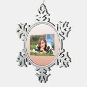 lentespastel kleur zwarte peach ombre stoffige roz tin sneeuwvlok ornament (Rechts)