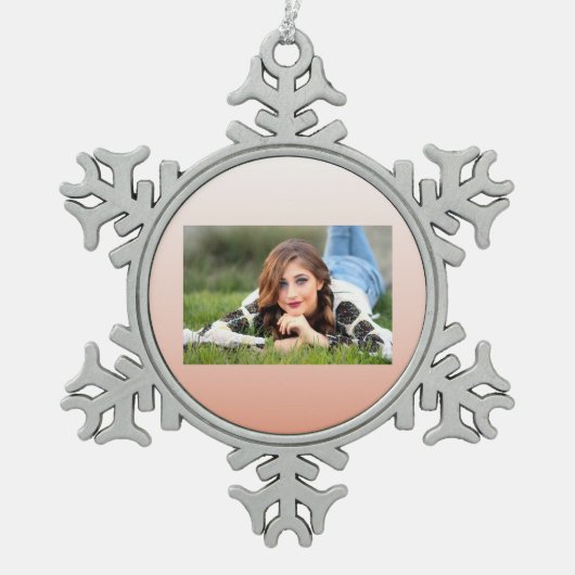 lentespastel kleur zwarte peach ombre stoffige roz tin sneeuwvlok ornament (Voorkant)