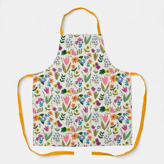 Lentesroze en groene schattige bloem schort (Voorkant)