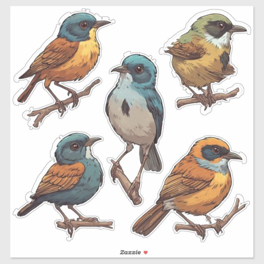Lentestickerreeks met zangvogels 🐦 sticker (Vel)