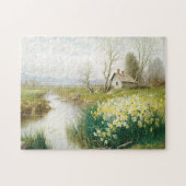 Lentestlandschap Stream Daffodil Flower Legpuzzel (Horizontaal)