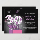 Lentetak 30e verjaardag - Roze en paars Kaart (Voorkant / Achterkant)