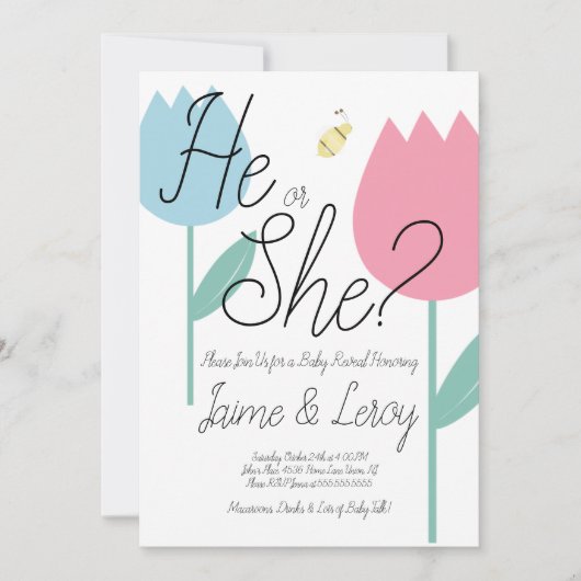 Lentetels roze blauw geslacht onthullen kaart (Voorkant)