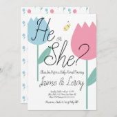 Lentetels roze blauw geslacht onthullen kaart (Voorkant / Achterkant)
