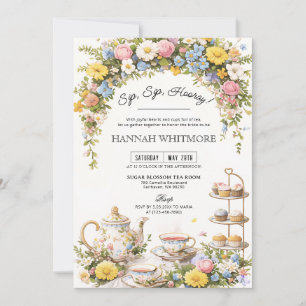 Lentetheid Wildflower Thee Feestje Bruidsuitnodigi Kaart