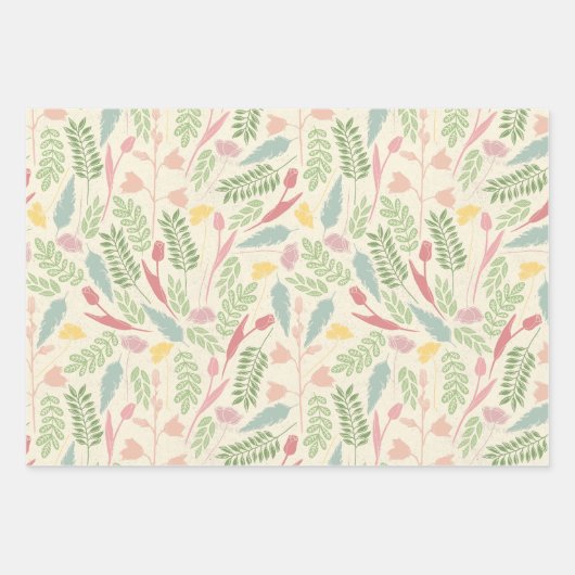 Lentethema 3 bloempatronen inpakpapier vel (Voorkant 3)