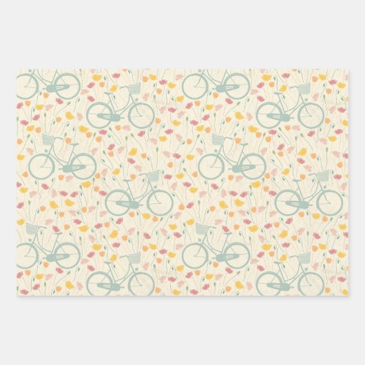 Lentethema 3 bloempatronen inpakpapier vel (Voorkant)