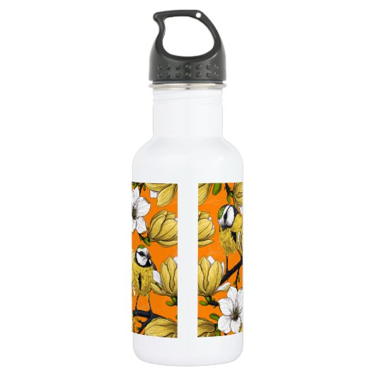 Lentetijd in geel waterfles  (Achterkant)