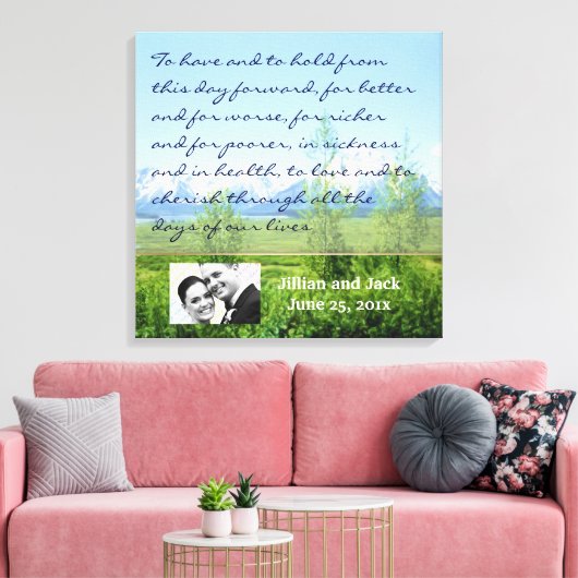 Lentetonen WEDDING Vows Display Canvas Afdruk (Insitu (Woonkamer))