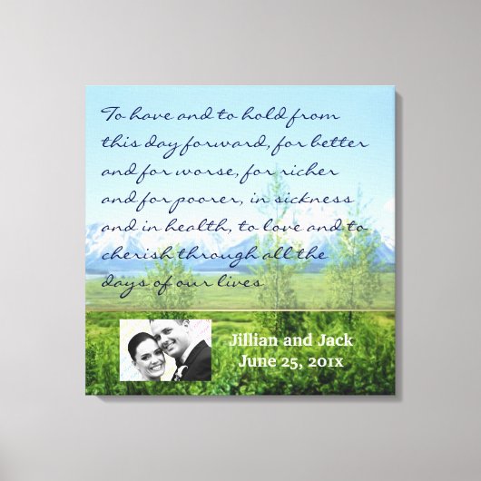 Lentetonen WEDDING Vows Display Canvas Afdruk (Voorkant)