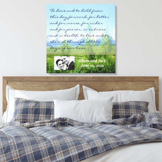 Lentetonen WEDDING Vows Display Canvas Afdruk (Insitu (Slaapkamer))