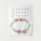 Lentetuin Baby Naam Maandelijkse Mijlpaal Foto Wandkleed (Voorkant)