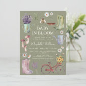 Lentetuin Baby Shower Waterverf Bloemen Kaart (Staand voorkant)