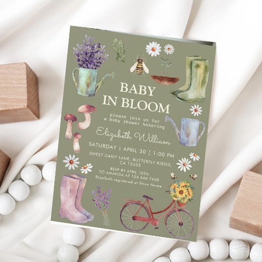 Lentetuin Baby Shower Waterverf Bloemen Kaart