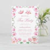 Lentetuin Bloem Roze Thee Party Bruidsmeisjesfeest Kaart (Staand voorkant)